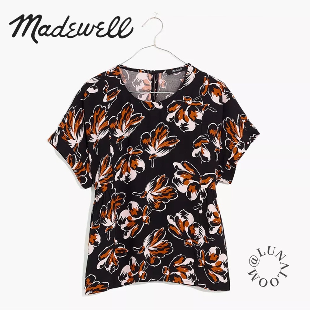 Madewell 🆕 | 💐Duskblossom Cuffed-Sleeve Shirred Top.
